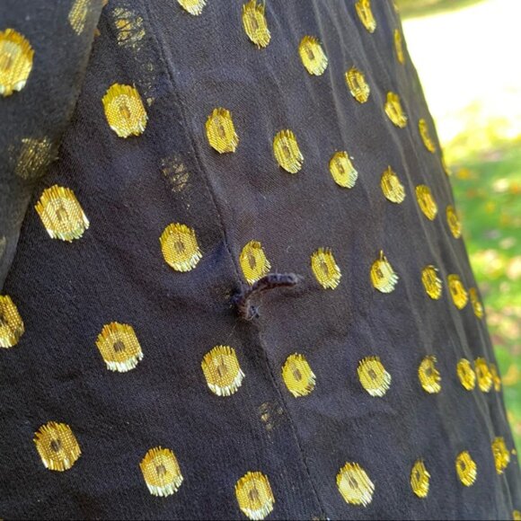 HUNTER DIXON ANTHROPOLOGIE DRESS MINI SHIFT BLACK GOLD METALLIC SILK SIZE 8 - Picture 9 of 11